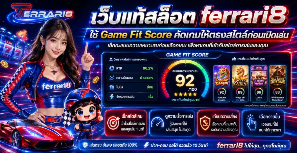 เว็บแท้สล็อต ferrari8 ใช้ Game Fit Score คัดเกมให้ตรงสไตล์ก่อนเปิดเล่น